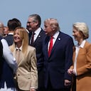 Foto grupal de los líderes del G7 y las naciones invitadas durante la cumbre en Evian-les-Bains, Francia. Allí aparecen Donald Trump y Giorgia Meloni.
