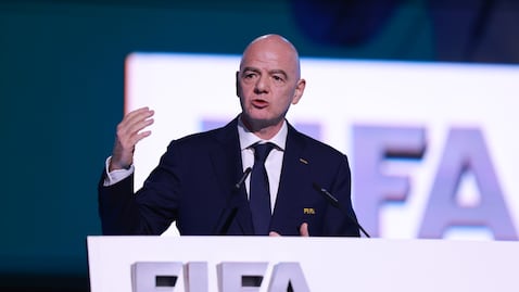 VANCOUVER, BRITISH COLUMBIA - APRIL 30: Gianni Infantino, President of FIFA, speaks during the 76th FIFA Congress on April 30, 2026 in Vancouver, British Columbia. (Photo by Elizabeth Ruiz Ruiz - FIFA/FIFA via Getty Images)