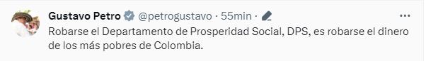 El presidente Gustavo Petro se pronunció sobre el escándalo de corrupción en el DPS.