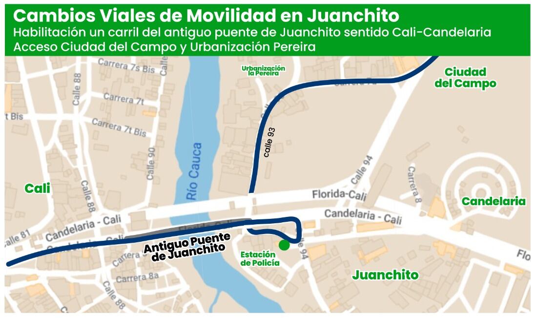 Cambios viales en el Puente de Juanchito