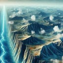 Ilustración de una ruptura en la tierra por la actividad de las placas tectónicas