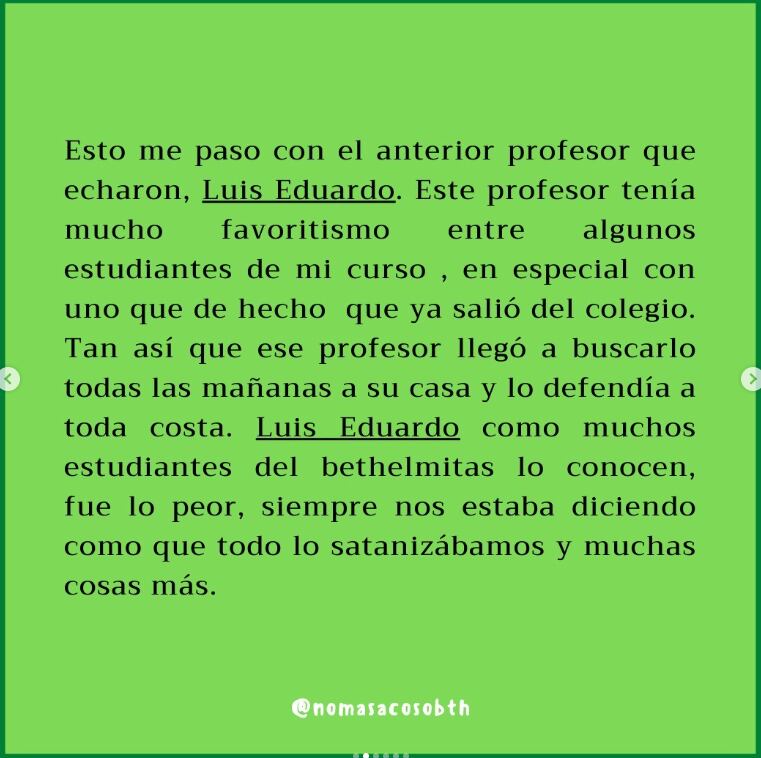 Testimonio # 9 recopilado por la cuenta  en Instagram  @nomasacosobth