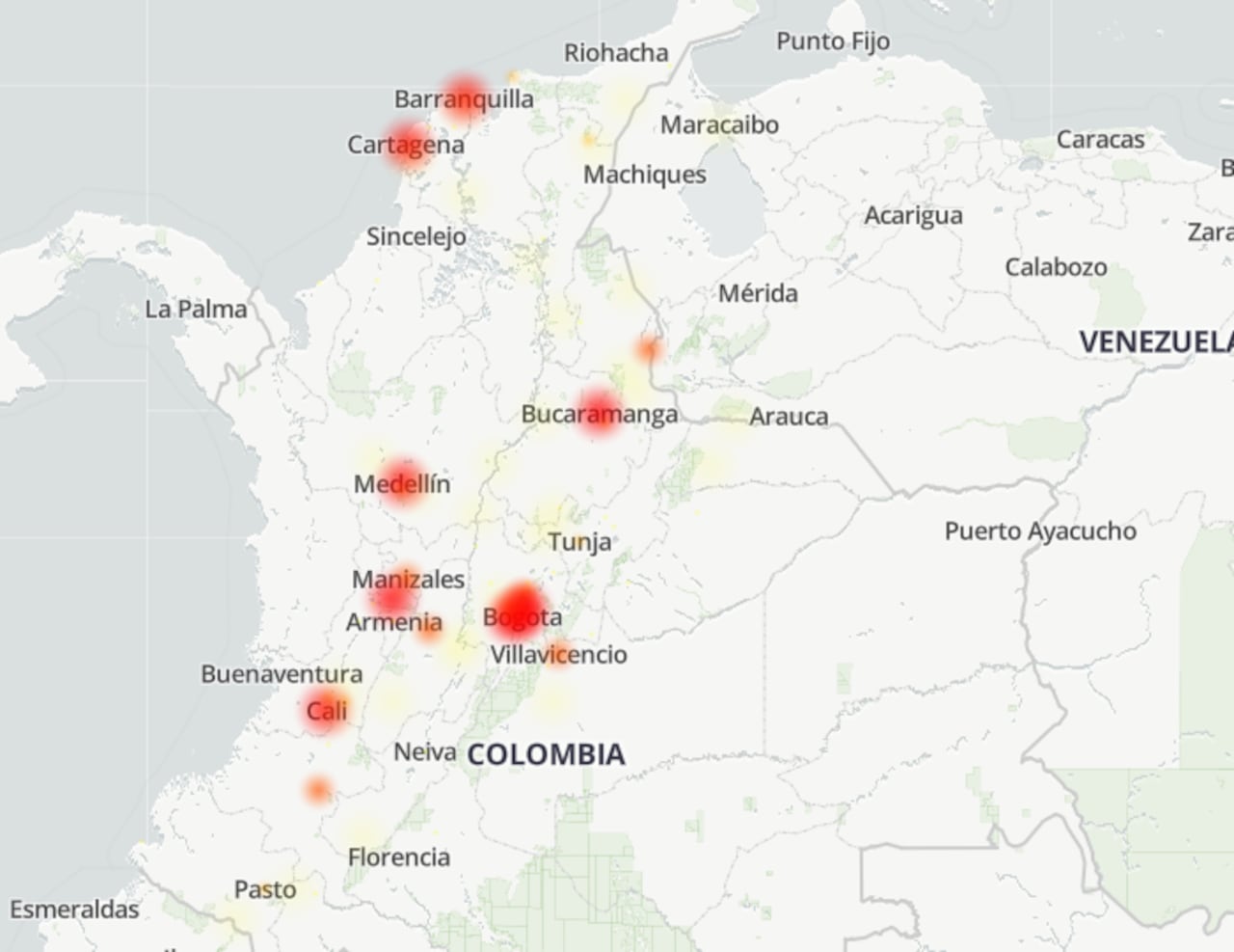 Ciudades afectadas por la caída.