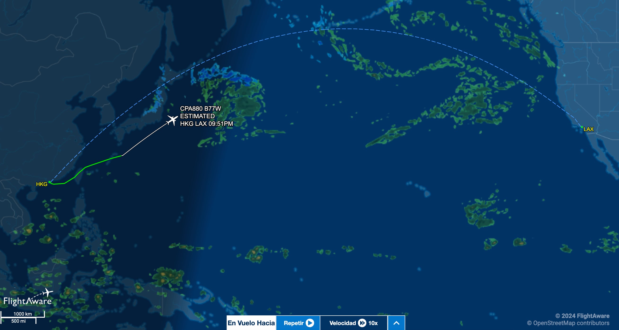 El vuelo se dirige hacia Estados Unidos