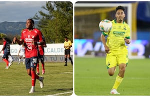Hayen Palacios (izq.) y Fabián Sambueza en la primera fecha del futbol colombiano.