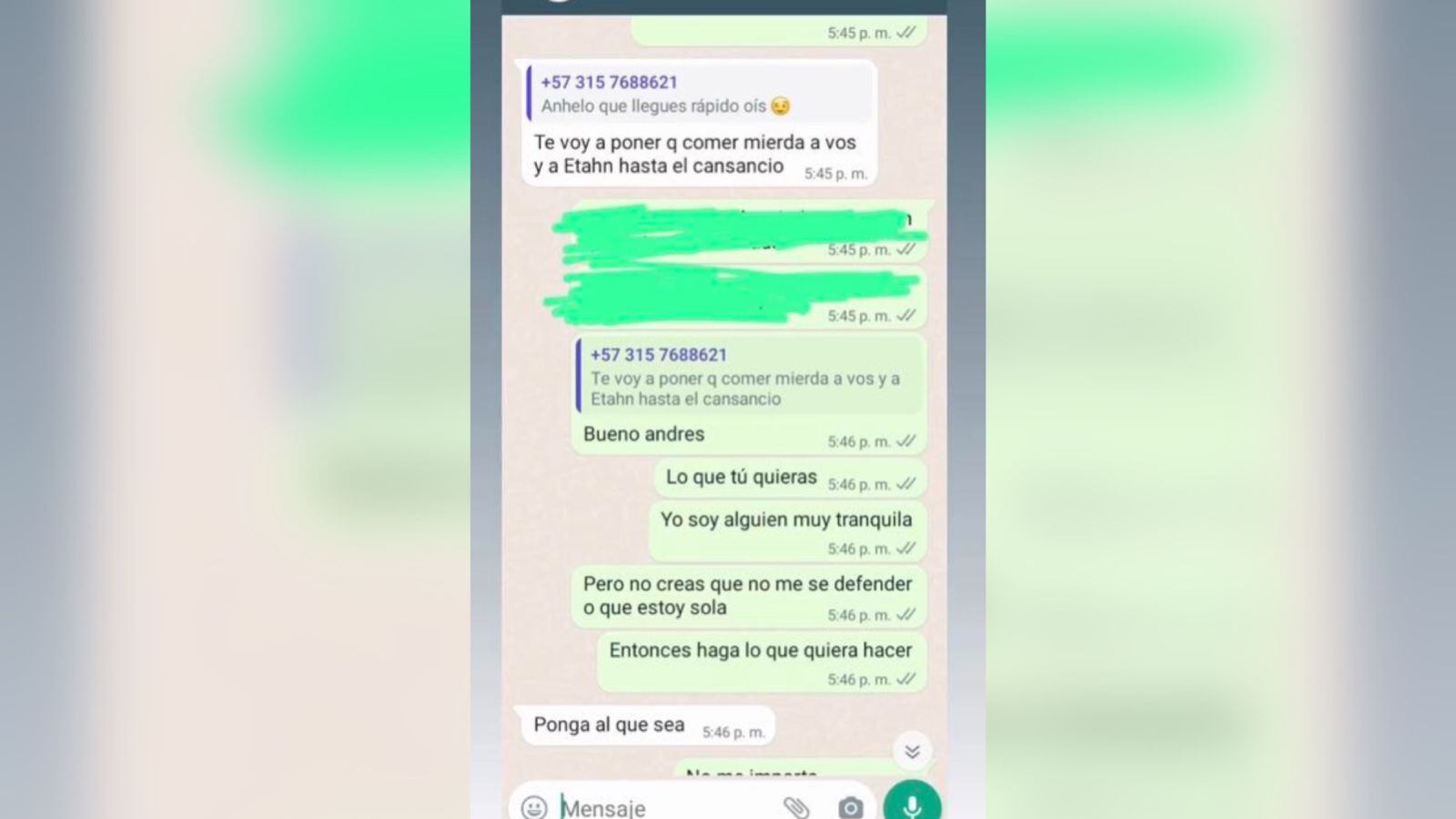 Chats difundidos por la familia de Karenth.