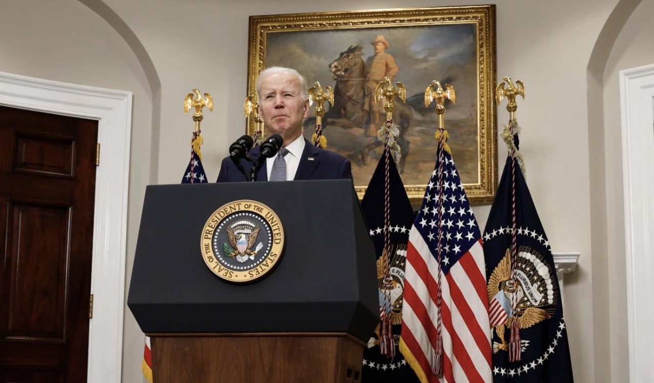 El presidente de Estados Unidos, Joe Biden, en la corta alocución referente a la quiebra del Silicon Valley Bank