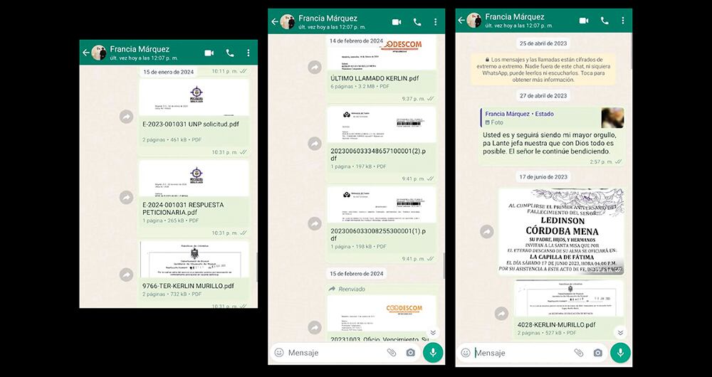    Kerlin Murillo intentó comunicarse de nuevo, en varias ocasiones, con Francia Márquez, pero la vicepresidenta no le respondió.
