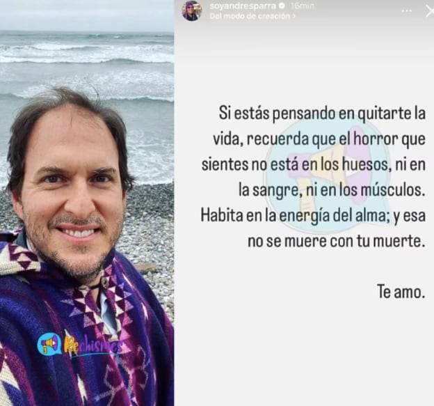 El actor Andrés Parra comparte mensaje de prevención al suicidio por medio de sus redes sociales.