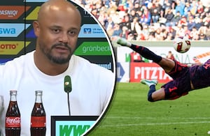 Las palabras del técnico del Bayern Múnich, Vincent Kompany (izq.) sobre el gol anulado a Luis Díaz contra Augsburgo (der.).