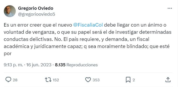 Publicaciones hechas en X por Gregorio Oviedo.