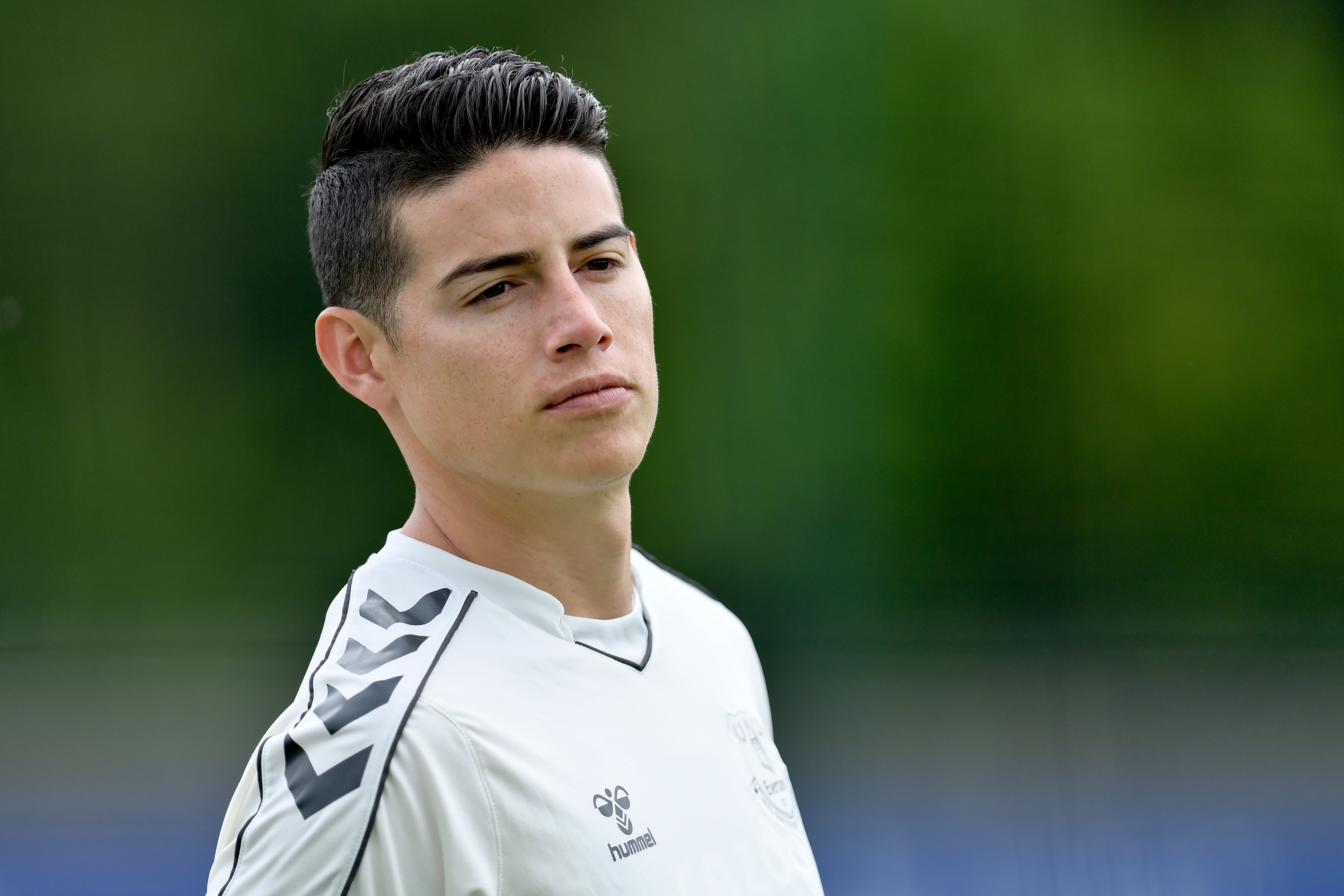 HALEWOOD, ENGLAND - JULY 8 (EXCLUSIVE COVERAGE) James Rodriguez during the Everton Pre-Season Training session at USM Finch Farm on July 8 2021 in Halewood, England.  (Photo by Tony McArdle/Everton FC via Getty Images)