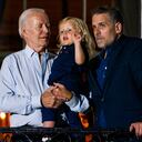WASHINGTON, DC July 4, 2022:
President Joe Biden holds his grandson Beau Biden with his son Hunter Biden during the Fourth of July celebration at the White House, Monday, July 4, 2022.
(Photo by Demetrius Freeman/The Washington Post via Getty Images)
