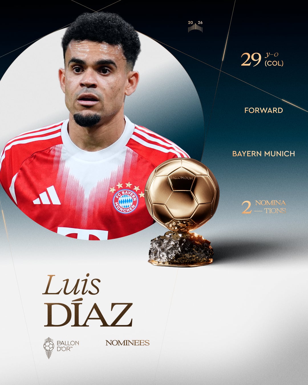 Así anunció el Balón de Oro la nominación de Luis Díaz