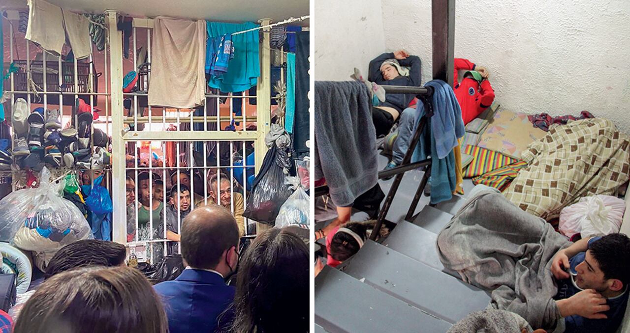 En el piso, colgados de hamacas y con alimentación deficiente, viven los detenidos en estos centros transitorios, que se han convertido en lugares de reclusión permanente.