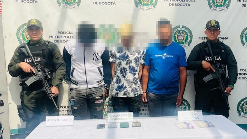 Estos son los tres capturados por robar y extorsionar a personas en Bogotá