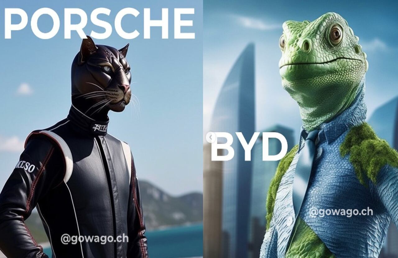 Una compañía suiza utilizó inteligencia artificial para recrear el espíritu animal de cada una de las marcas de carros.