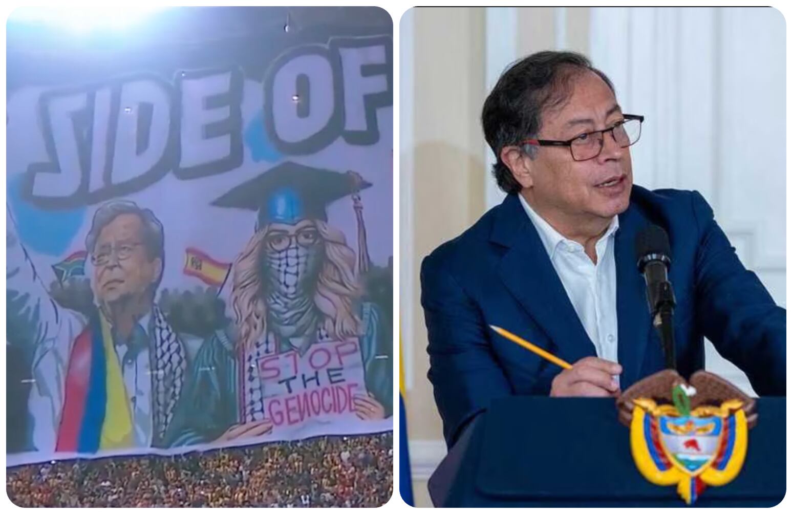 El primer mandatario apareció en una imagen gigante en un tifo que se exhibió en un estadio de fútbol en Túnez.