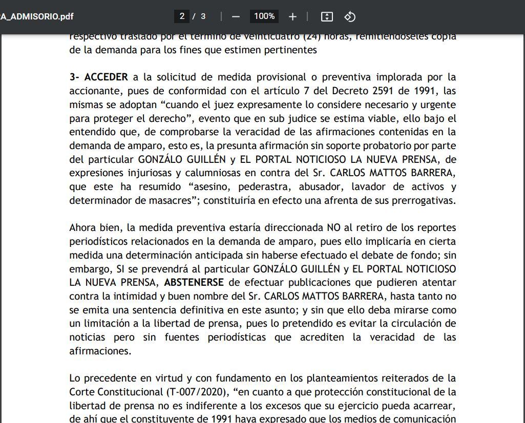 Tribunal le ordena a Gonzalo Guillén abstenerse de hacer publicaciones contra Carlos Mattos.