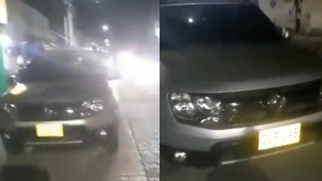Momento en que la mujer graba el vehículo que estaría siendo utilizado por un policía.