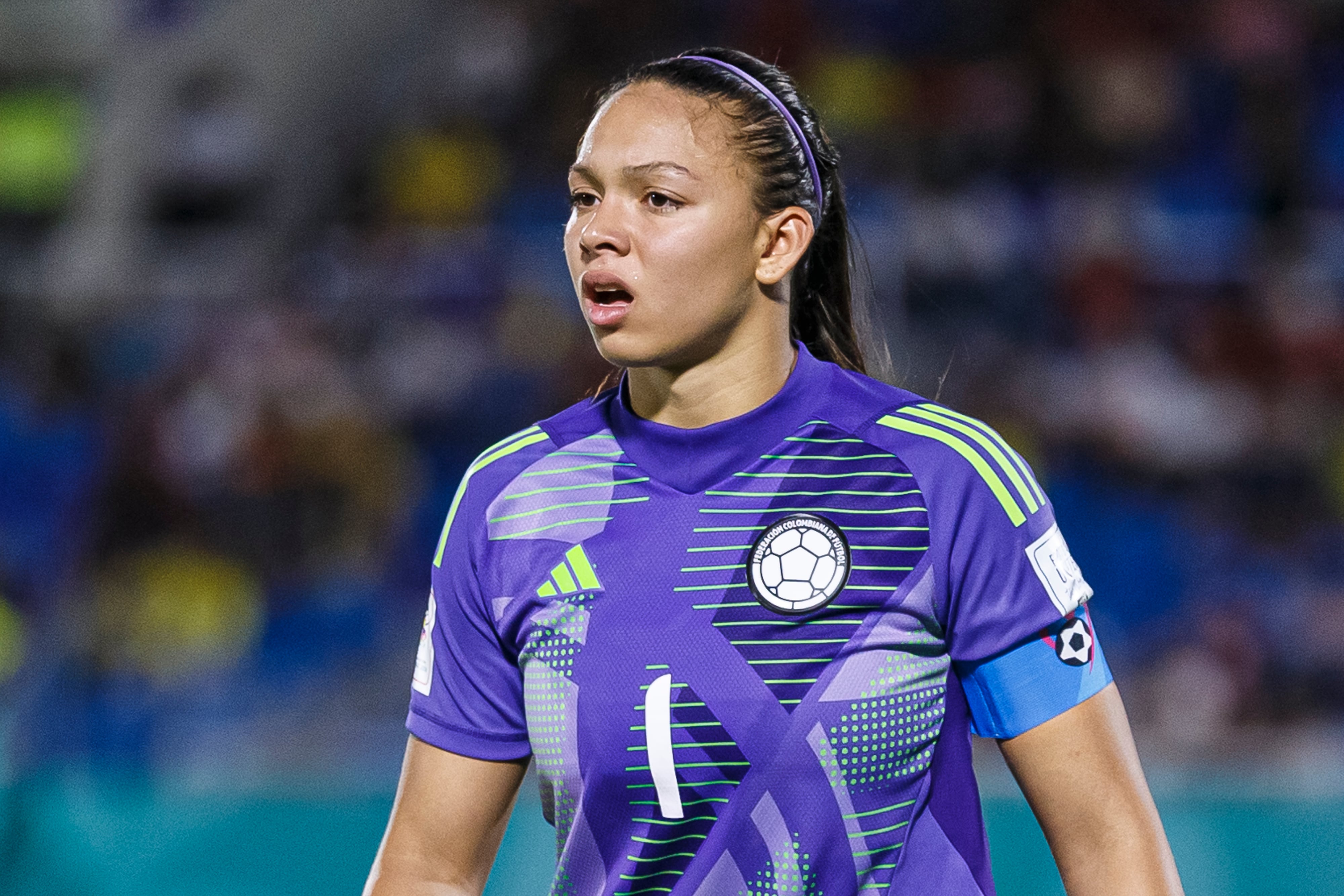 SANTO DOMINGO, DOMINICAN REPUBLIC - OCTOBER 16: Goalkeeper Luisa Agudelo of Colombia walks in the field during the FIFA U-17 Women's World Cup Dominican Republic 2024 match between Korea Republic and Colombia at Felix Sanchez Stadium on October 16, 2024 in Santo Domingo, Dominican Republic. (Photo by Martín Fonseca/Eurasia Sport Images/Getty Images)