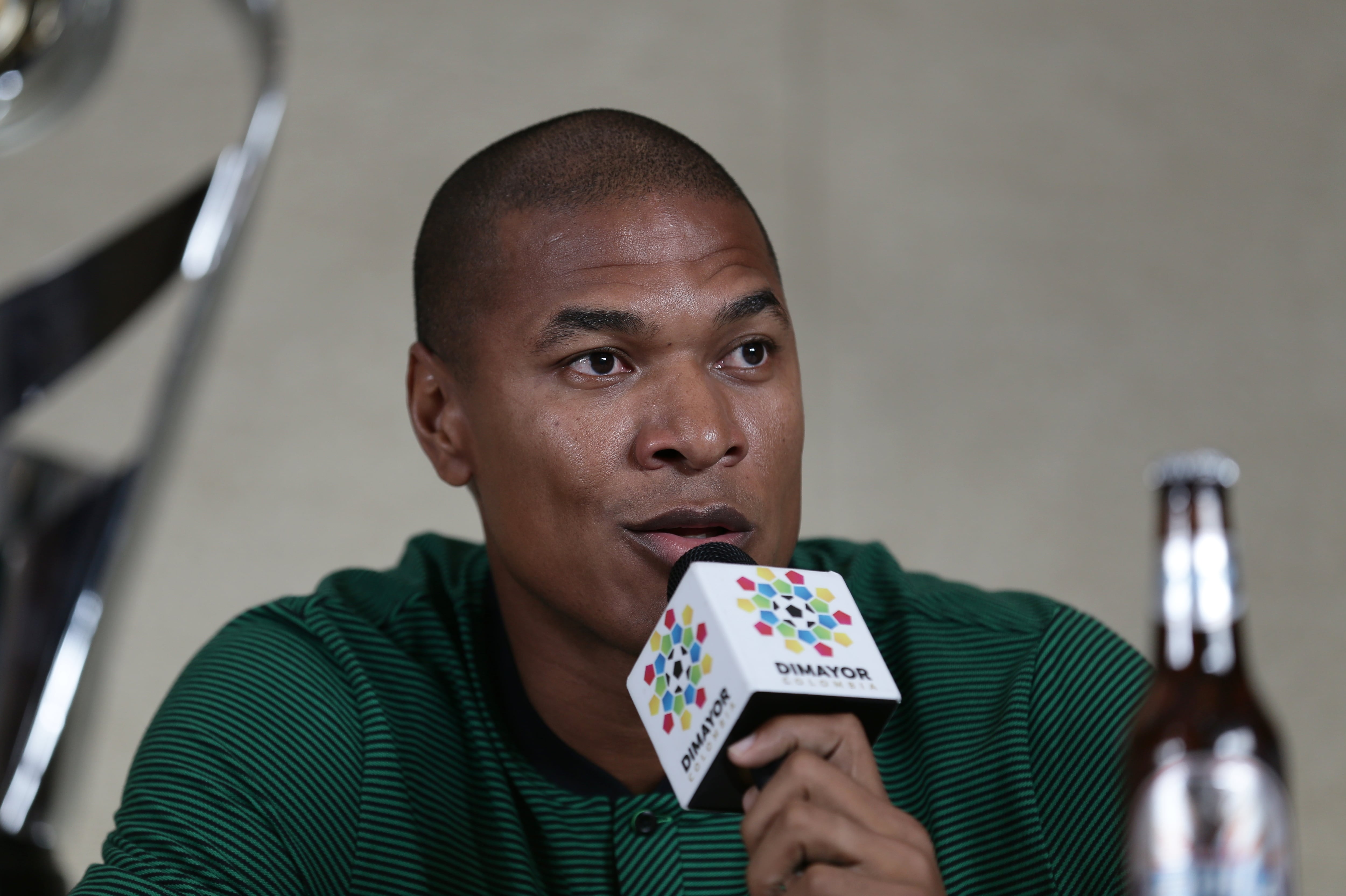 Bogotá, 30 de enero de 2018. Rueda de prensa de la Final de la Superliga 2018, entre Atlético Nacional y Millonarios FC. En la foto: Alexis Henríquez, capitán de Atlético Nacional. (Colprensa - Sofía Toscano)