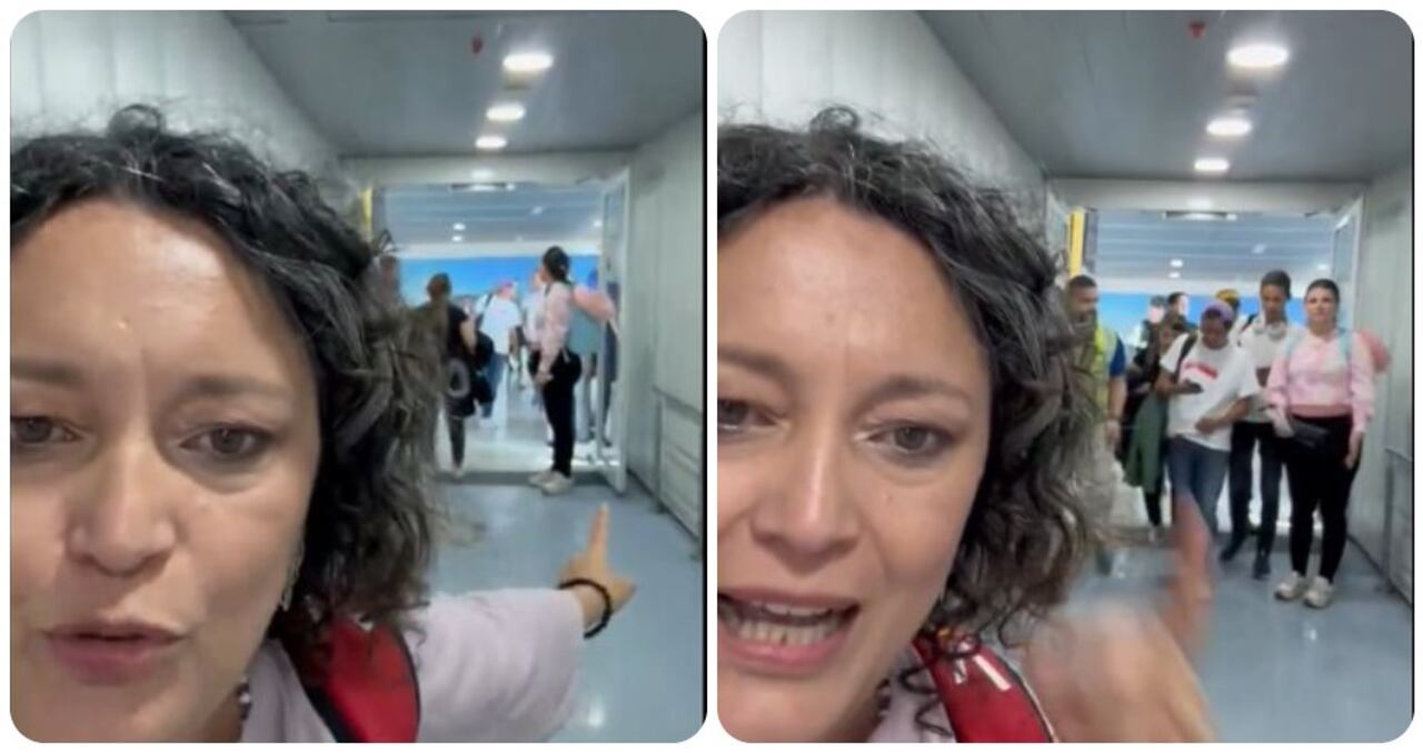 La senadora de la Alianza Verde, Angélica Lozano, desde el aeropuerto de Caracas.