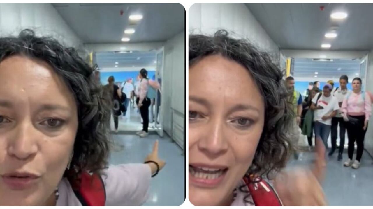 La senadora de la Alianza Verde, Angélica Lozano, desde el aeropuerto de Caracas.