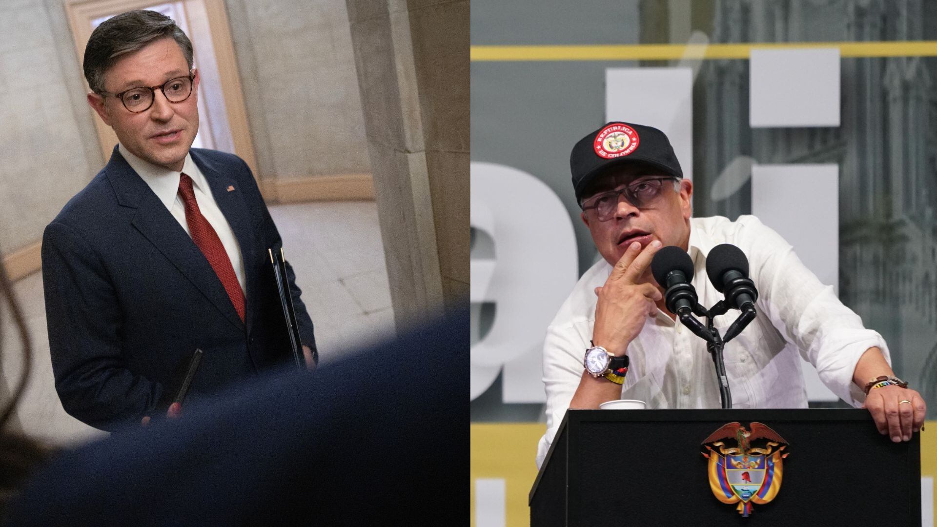 Mike Johnson y Gustavo Petro.