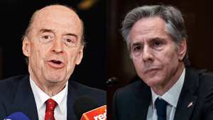 Álvaro Leyva y Antony Blinken, secretario de Estado de Estados Unidos.