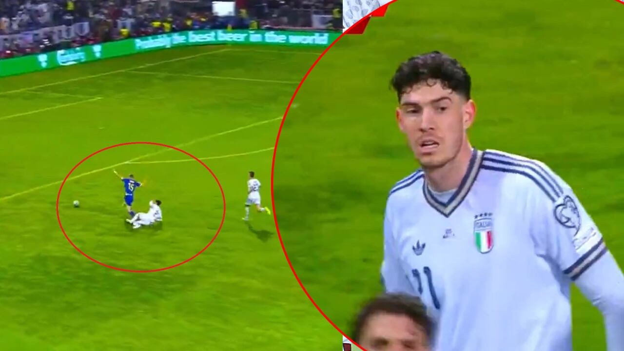 Momento de la expulsión de Bastoni.