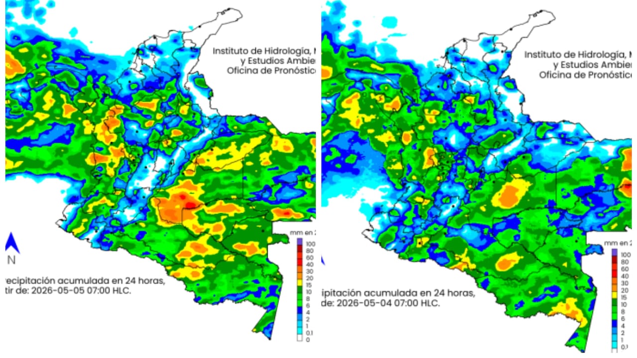 Mapa climático para el lunes 4 y martes 5 de mayo.