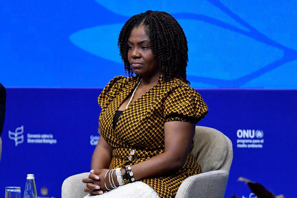 La vicepresidenta, Francia Márquez, durante la instalación de sesiones de alto nivel en la COP16, en el Centro de Eventos Valle Del Pacífico, el 29 de octubre de 2024 en Cali, Colombia (Foto de Gabriel Aponte/Getty Images)