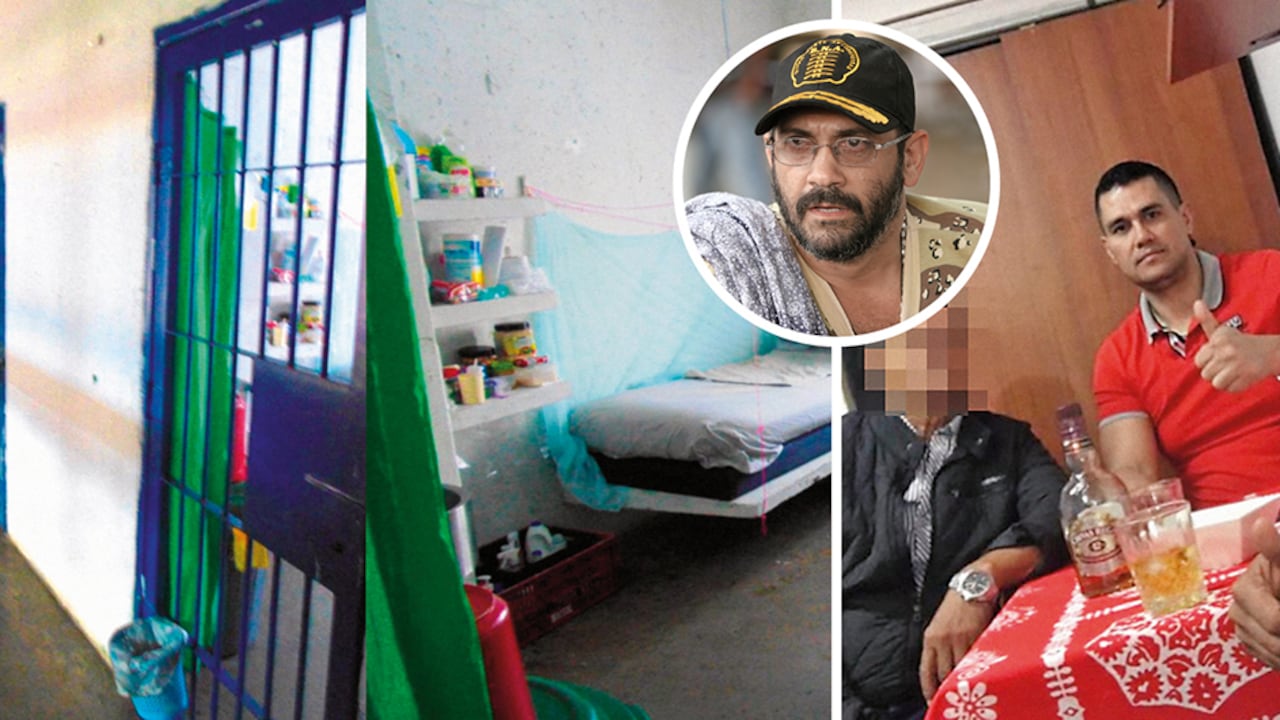 Izquierda y centro: celdas y pasillo de la cárcel Picaleña en Ibagué, donde permanece detenido el exjefe paramilitar Rodrigo Tovar Pupo, alias Jorge 40. Derecha: Juan Guillermo Monsalve bebiendo licor en la cárcel.