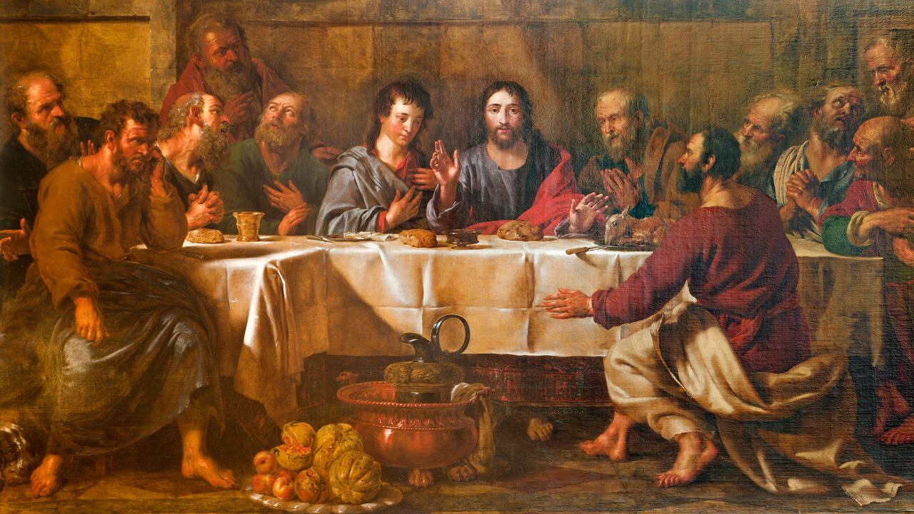 Pintura de la Última Cena de Cristo de st. Iglesia de San Nicolás del 19. cent.