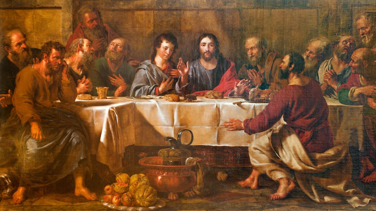 Pintura de la Última Cena de Cristo de st. Iglesia de San Nicolás del 19. cent.
