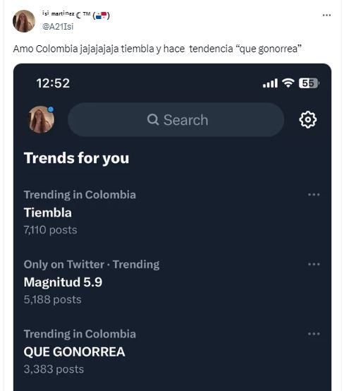 Tendencia Twitter tras temblor.