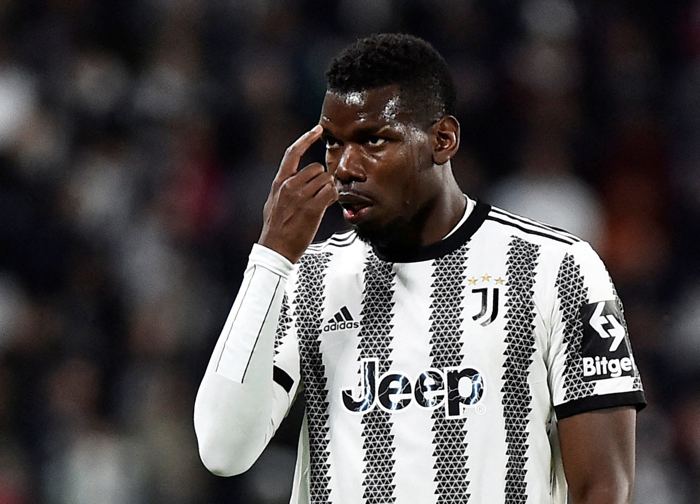 FILE PHOTO: Soccer Football - Europa League - Semi Final - First Leg - Juventus v Sevilla - Allianz Stadium, Turin, Italy - May 11, 2023 Juventus' Paul Pogba reacts REUTERS/Massimo Pinca/File Photo