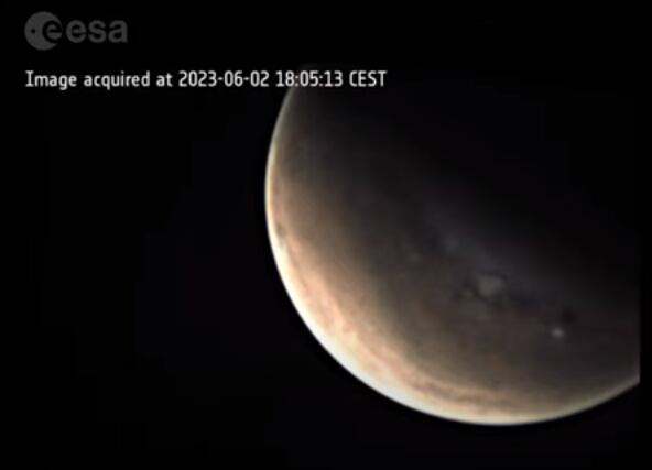 Imagen de Marte durante la transmisión de la ESA.