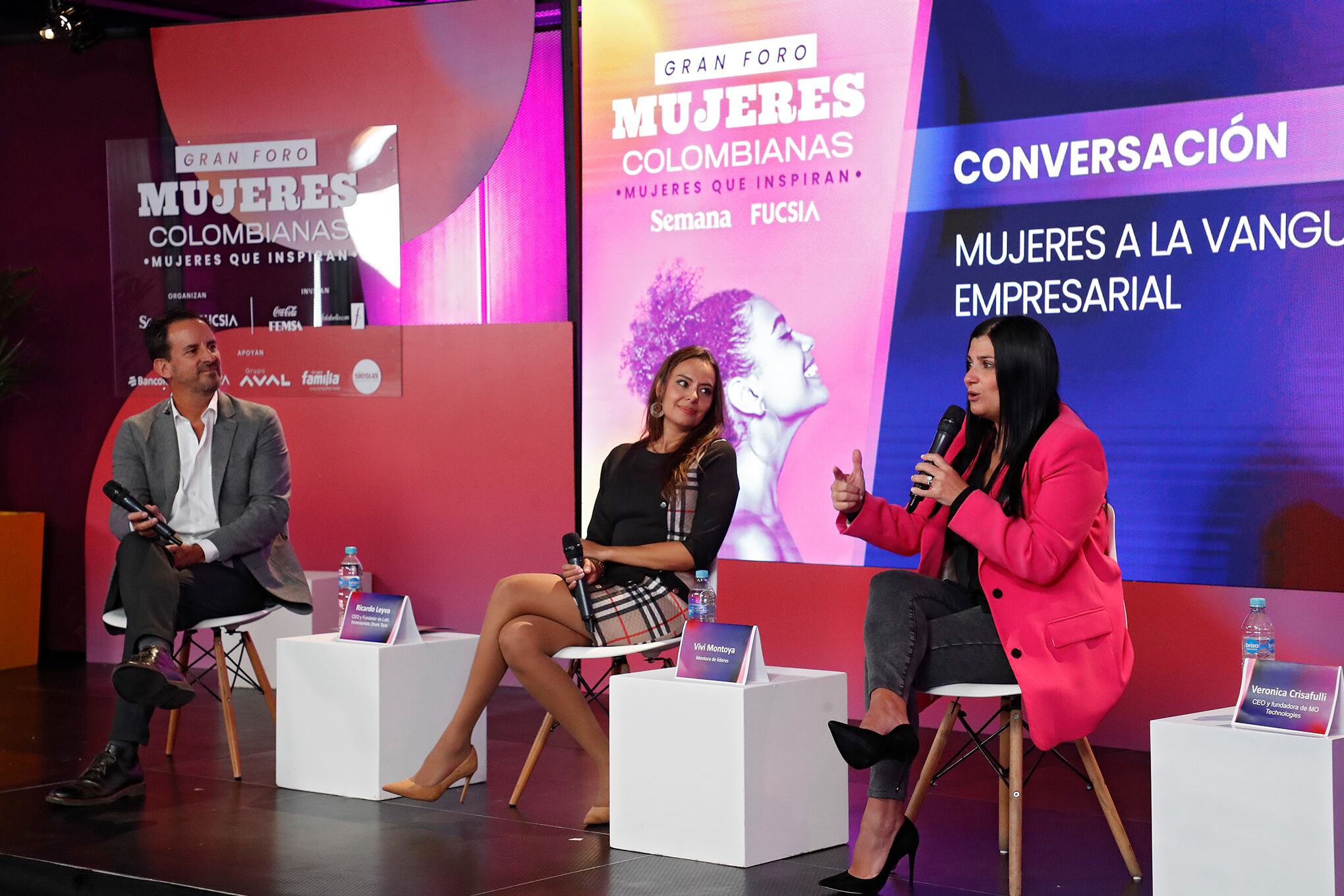 Ricardo Leyva, CEO de Latir e inversionista de Shark Tank; Vivian Montoya, mentora de líderes; y Verónica Crisafulli, CEO y fundadora de MO Technologies