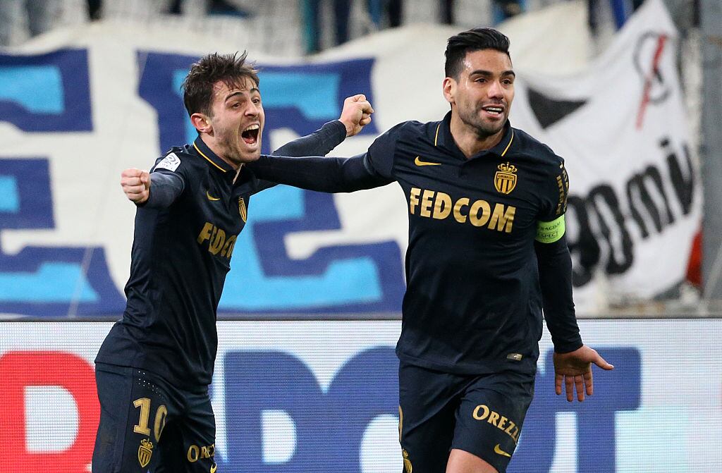 Radamel Falcao y Bernardo Silva compartiendo juntos en el AS Mónaco de Francia