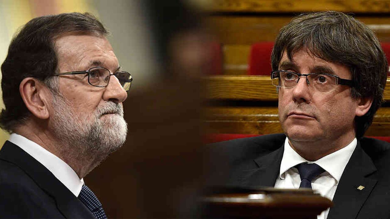 Mariano Rajoy presidente del gobierno español (izquierda) y Carles Puigdemont, líder de la Generalitat (derecha).