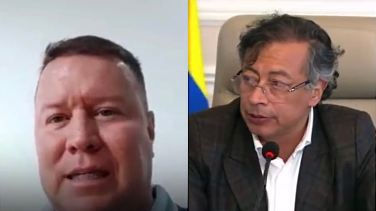 Gustavo Petro y el excomandante del Gaula Ejército, mayor en retiro Óscar Carvajal.