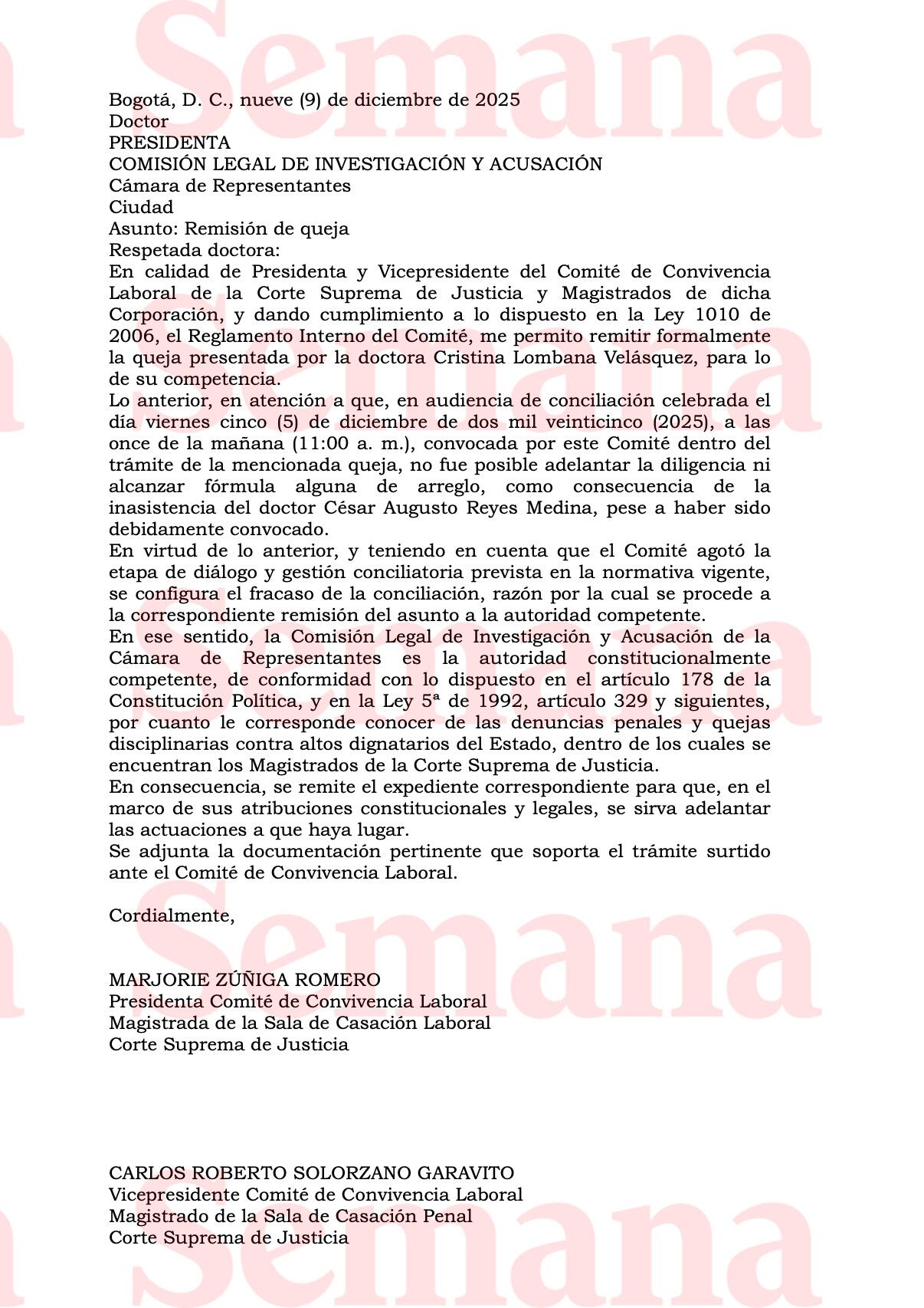 Documento Comisión de Investigación y Acusación
