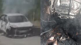 Así quedó el vehiculo incinerado junto con los cuerpos.