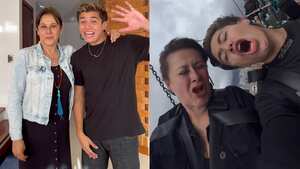 La famosa pareja disfruto de una atracción mecánica.