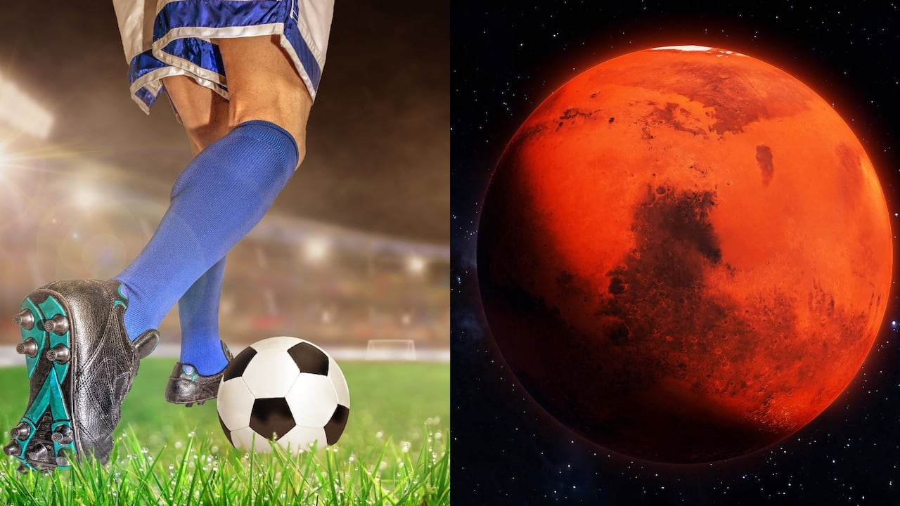 Un partido en Marte tendría balones más rápidos y jugadores más ágiles, según un científico.