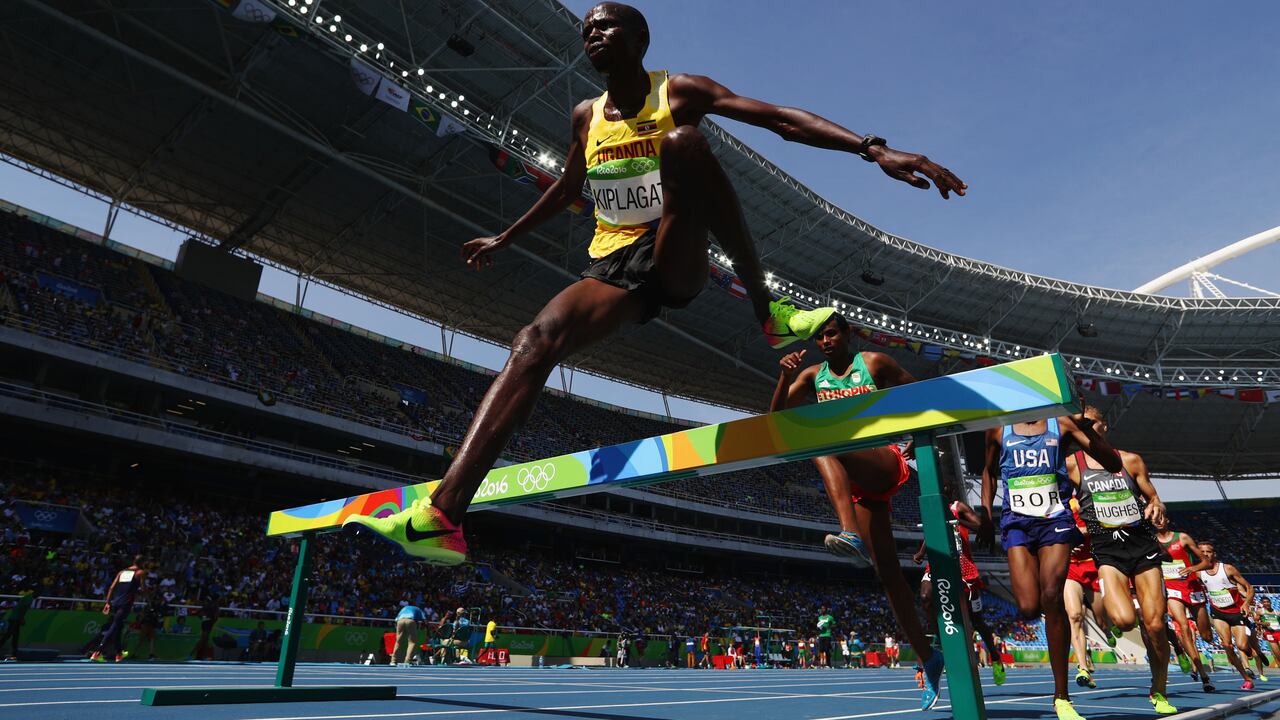 RIO DE JANEIRO, BRAZIL - AUGUST 15: Benjamin Kiplagat of Uganda competes in round one of the Men's 3000m Steeplechase on Day 10 of the Rio 2016 Olympic Games at the Olympic Stadium on August 15, 2016 in Rio de Janeiro, Brazil. (Photo by Paul Gilham/Getty Images)