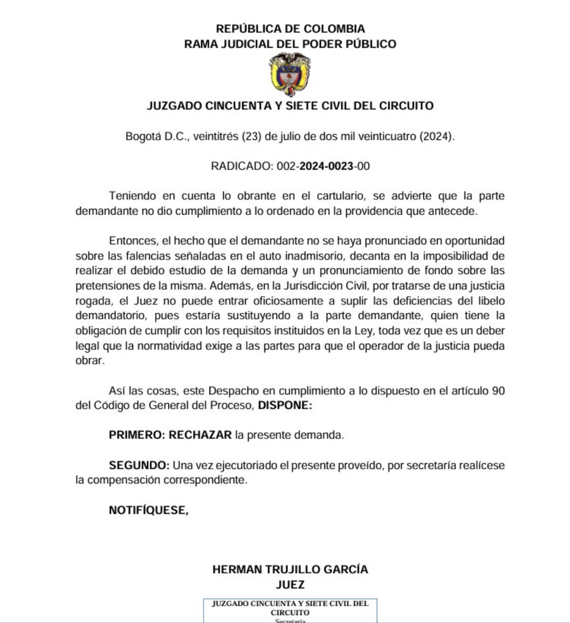 Juzgado civil rechazó la demanda de Gustavo Petro contra Andrés Pastrana.