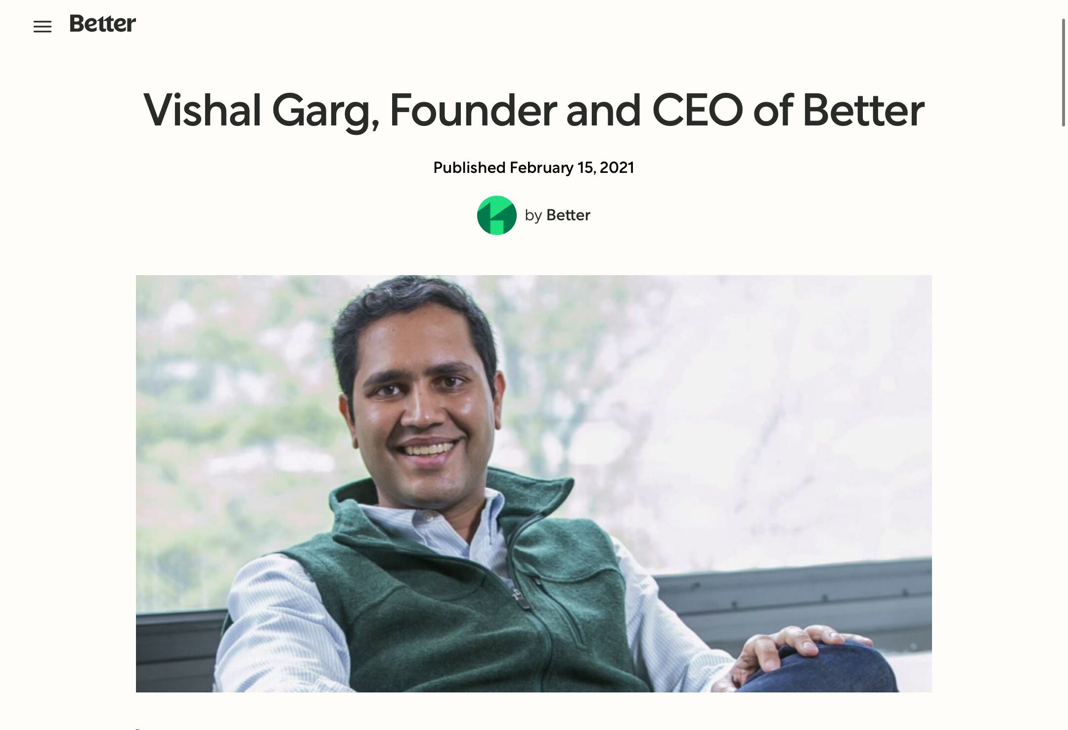 Vishal Garg. Foto: Captura de pantalla Better.com.